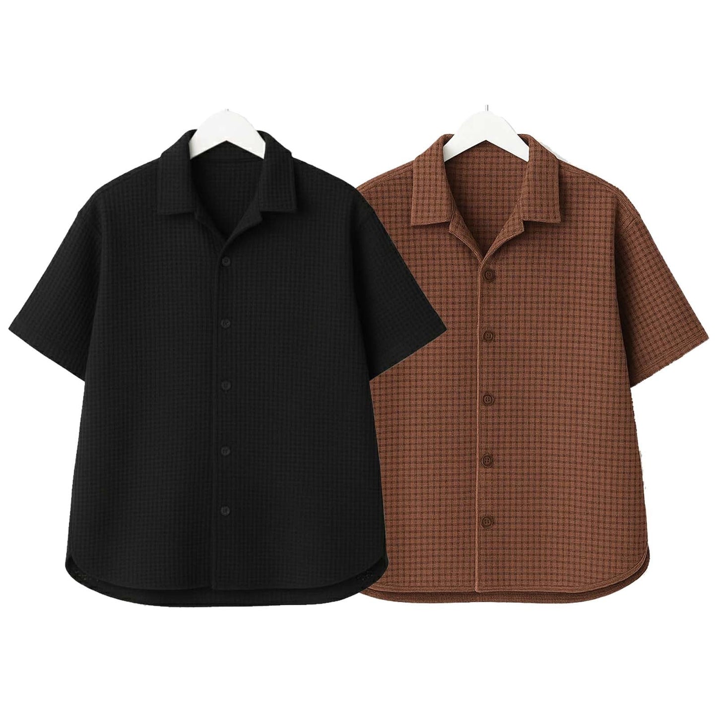 Pack of 2 Waffle Cuben Collar ( Black & Brown )