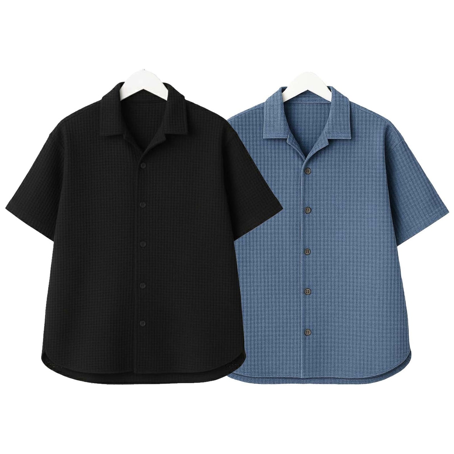 Pack of 2 Waffle Cuben Collar ( Black & Steel Blue )