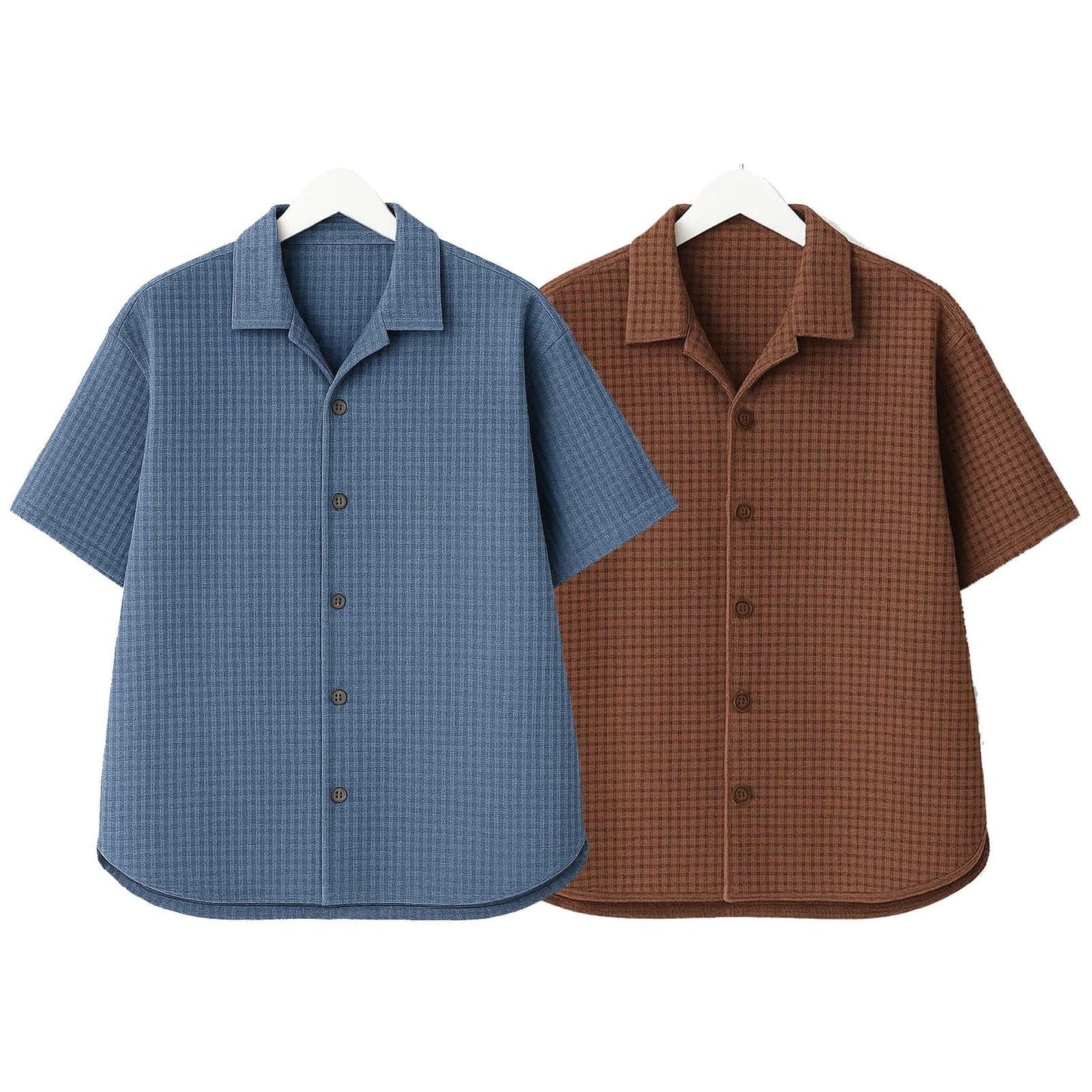 Pack of 2 Waffle Cuben Collar ( Steel Blue & Brown )