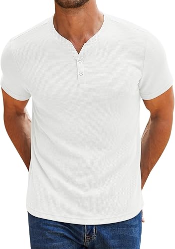 Pack Of 2 WAFFLE HENLEY T-Shirts ( Gray & White )
