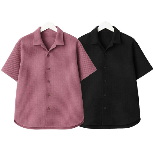 Pack of 2 Waffle Cuben Collar ( Lalic & Black )